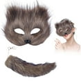 thumbnail image 5 of TAIAOJING Halloween Cat Therian Mask and Tail Set Animal Mask Furry Mask, Cat Half Mask for Masquerade, 5 of 7