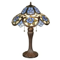 Odelia Hand-cut Stained Glass Blue Table Lamp Table Lamp 16x24