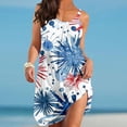 thumbnail image 2 of Patriotic Dress for Women 4Th of July Print Spaghetti Strap Beach Casual Loose Fit Sundress Blue XL, 2 of 4