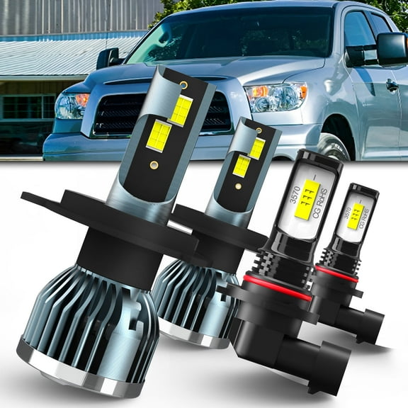 Headlights Fit for 2000-2006 Toyota Tundra LED Headlight Bulbs,9003 High/Low Beam   9006 Fog Light Headlight Bulbs,Plug And Play,Pack of 4 (Tundra 2000-2006)