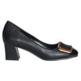 thumbnail image 2 of Ferwind Women's Square Toe Pumps Chunky Heel Two Tone Colors Slip on Adult Black  8, 2 of 8
