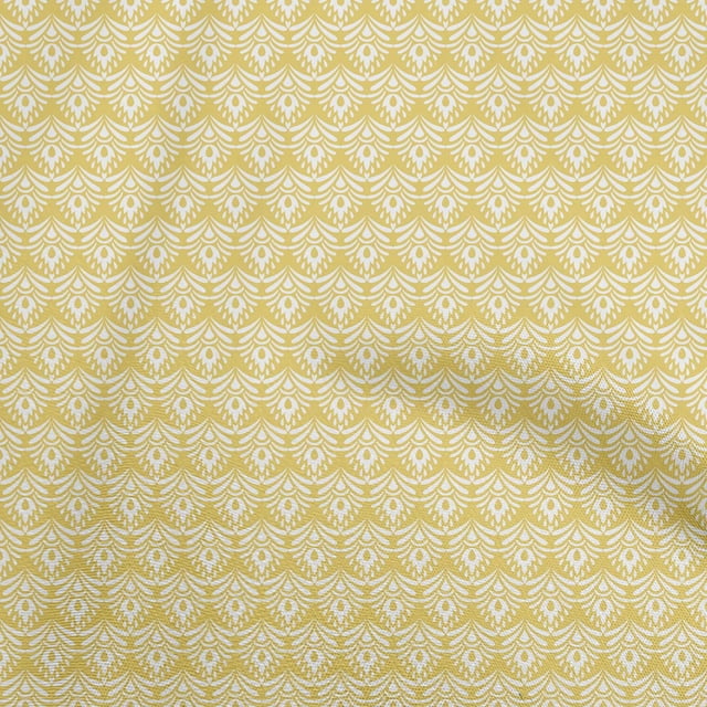 oneOone Rayon Yellow Fabric Asian Ornamental Craft Projects Decor Fabric Printed By The Yard 56 Inch Wide