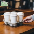 thumbnail image 6 of Pulp Fiber Cup Tray Biodegradable 4 Cup Carrier 10 Pack by EcoQuality - Compostable, Recyclable - for Hot and Cold Drinks. Eco-Friendly and Stackable to Keep Coffee, Tea, Soda, Boba from Spilling, 6 of 8