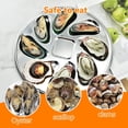 thumbnail image 2 of 4 Platos de Ostras, Platos de Ostras de Acero Inoxidable Contenedor de Ostras Duradero en Forma de Concha con 8 Ranuras para Salsa de Ostras, 2 of 5