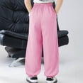 thumbnail image 3 of dazeni Boy Sweatpants Joggers Pants with Pockets Kids Lightweight Quick Dry High Waiste Drawstring Athletic Pants for Summer Outdoor Pink 170, 3 of 7