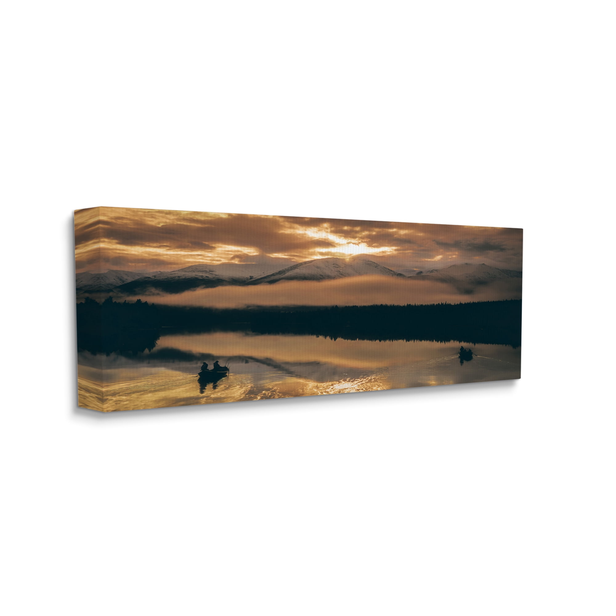Stupell Industries Cloudy Sunset Boaters Landscape Photography Gallery Wrapped Canvas Art Print Wall Art, 48 x 20