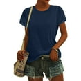 thumbnail image 4 of Fgnfyis Womens Tops Women Cap Sleeve Summer Casual O Neck Solid Color T Shirts Loose Fit Blouse Short Sleeve T Shirts for Women BU1_001 M, 4 of 7