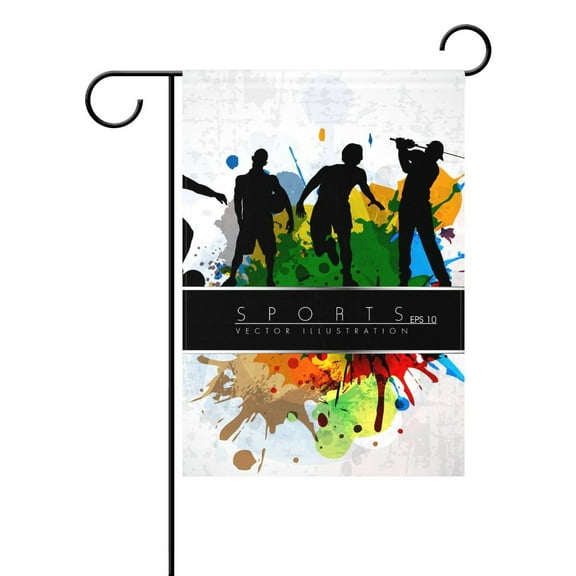 POPCreation Sport Vault Silhouette Garden Flag Banner 28x40 Inches Star Stripe American Patriotic Decorative Flag for Wedding Home Outdoor Garden Decor