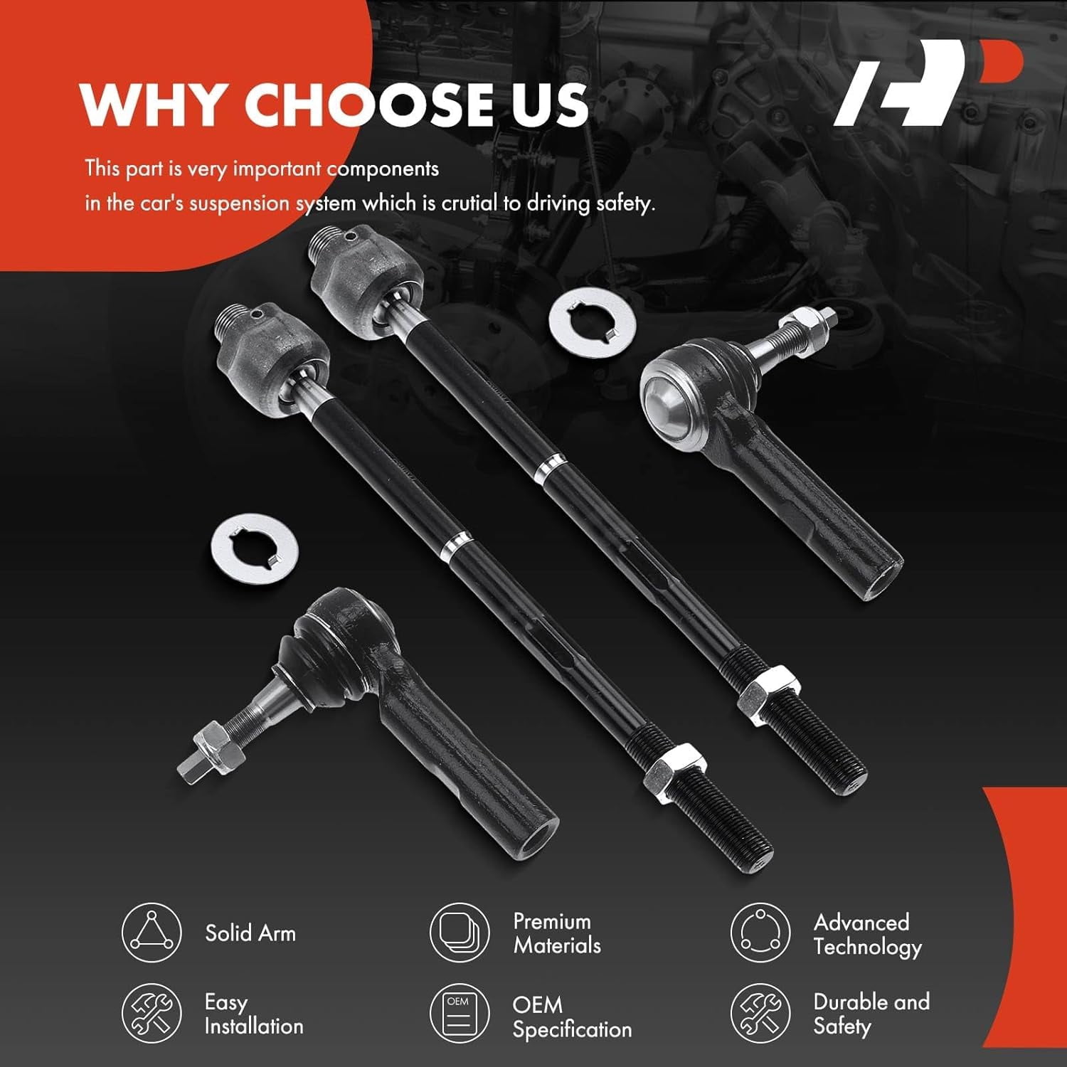 A-Premium 4Pcs Inner Outer Tie Rod End Kit Compatible with Dodge Challenger 2008-2010 Charger 2006-2010 Magnum 2005-2008 Chrysler 300 2005-2010