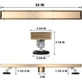thumbnail image 6 of Linear Shower Floor Drain, Brushed Gold 24 Inch 304 Stainless Steel Bathroom Drains Kit, Rectangular Shower Trench Drain with Reversable Tile-in Pattern Drain Cover & Hair Catcher, 6 of 7
