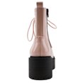 thumbnail image 4 of Soda Women Combat Army Military Riding Platform Lug Sole Block High Heel Boots Side Zipper Lace Up FLING-S Light Pink Blush Patent 9, 4 of 4