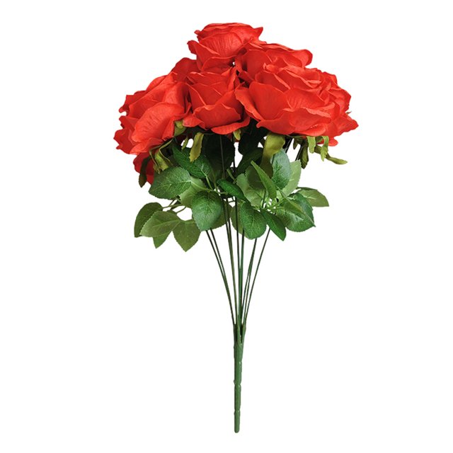 Matsuzay Ramo de rosas artificiales de 10 cabezas, decoración de simulación, centro de de oficina en casa, rosa falsa Flores artificiales rojo oscuro Matsuzay HA7033-11B