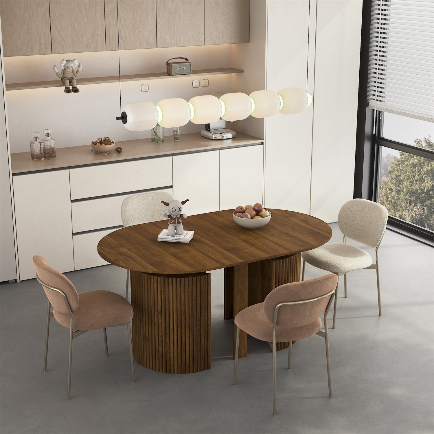 Hommoo Extendable Foldable Dining Table for 1-10 People, Multifunctional Wooden Oval Expandable Console Table, for Kitchen Living Meeting Room,Brown