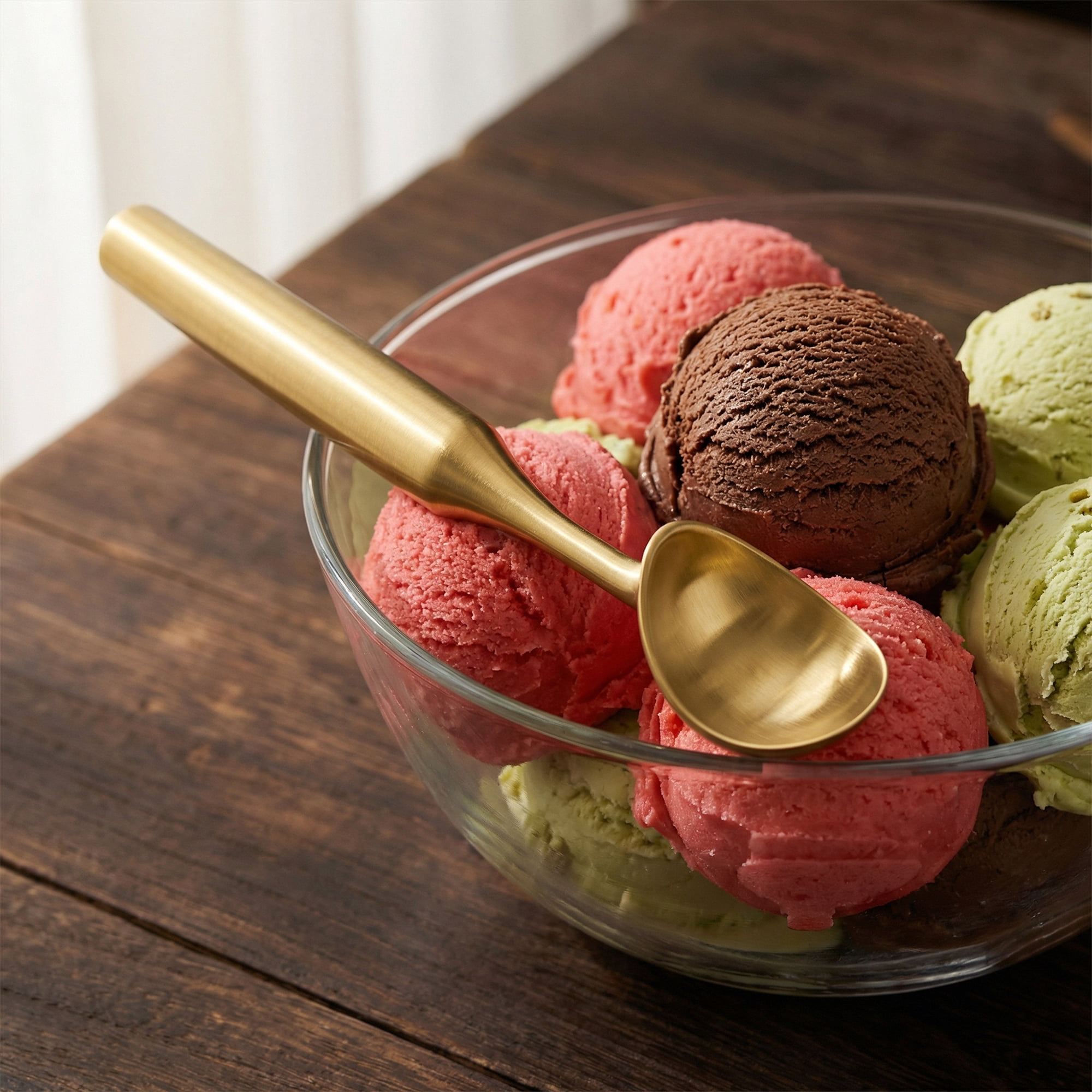Unique Bargains Stainless Steel Ice Cream Scoop for Use and Cleaning Gold 8.1in