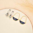 thumbnail image 4 of Natural Lapis/Rose Quartz/Black Onyx/ Agate Stones Dangle Drop Hoop Earrings for Women,Stainless Steel Split Double Hoops Earring,14K Gold Plated Wire Threader Earrings, 4 of 7