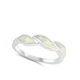thumbnail image 4 of CHOOSE YOUR COLOR White Simulated Opal Wave Leaf Twist Midi Boho Sterling Silver Ring CZ Female Size 6, 4 of 4