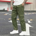 thumbnail image 2 of Men's Baggy Cargo Pants Casual Loose Fit Elastic Waist Cotton Twill Cargo Pants Army Green XXXL, 2 of 7