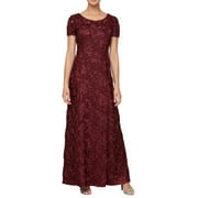 Alex Evenings Women's Rosette Lace A Line Gown Purple Size 16 Petite