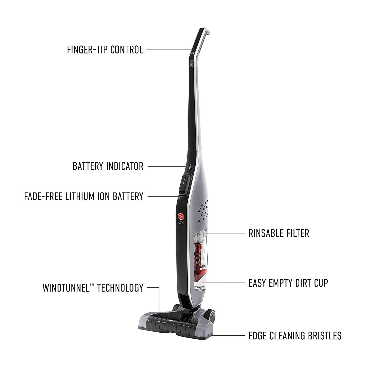 Hoover Linx Cordless Stick Vacuum Cleaner Lightweight BH50010 Grey Charge Hoover Linx Cordless Stick Vacuum Cleaner Lightweight BH50010 Grey Charge