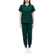thumbnail image 2 of Conjunto de uniforme exfoliante para mujer, traje lavable a máquina con cuello en V, cintura elástica, ropa de trabajo para enfermera, ropa de trabajo Verde oscuro, 2 of 8