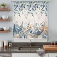 thumbnail image 4 of Blue Eucalyptus Coastal Sheer Curtains 54 Inches Long, Beach Starfish Shell Nautical Rustic Light Filering Curtains, Breathable Simi Curtain Privacy Drapes for Kitchen Bathroom Small Window Treatment, 4 of 9