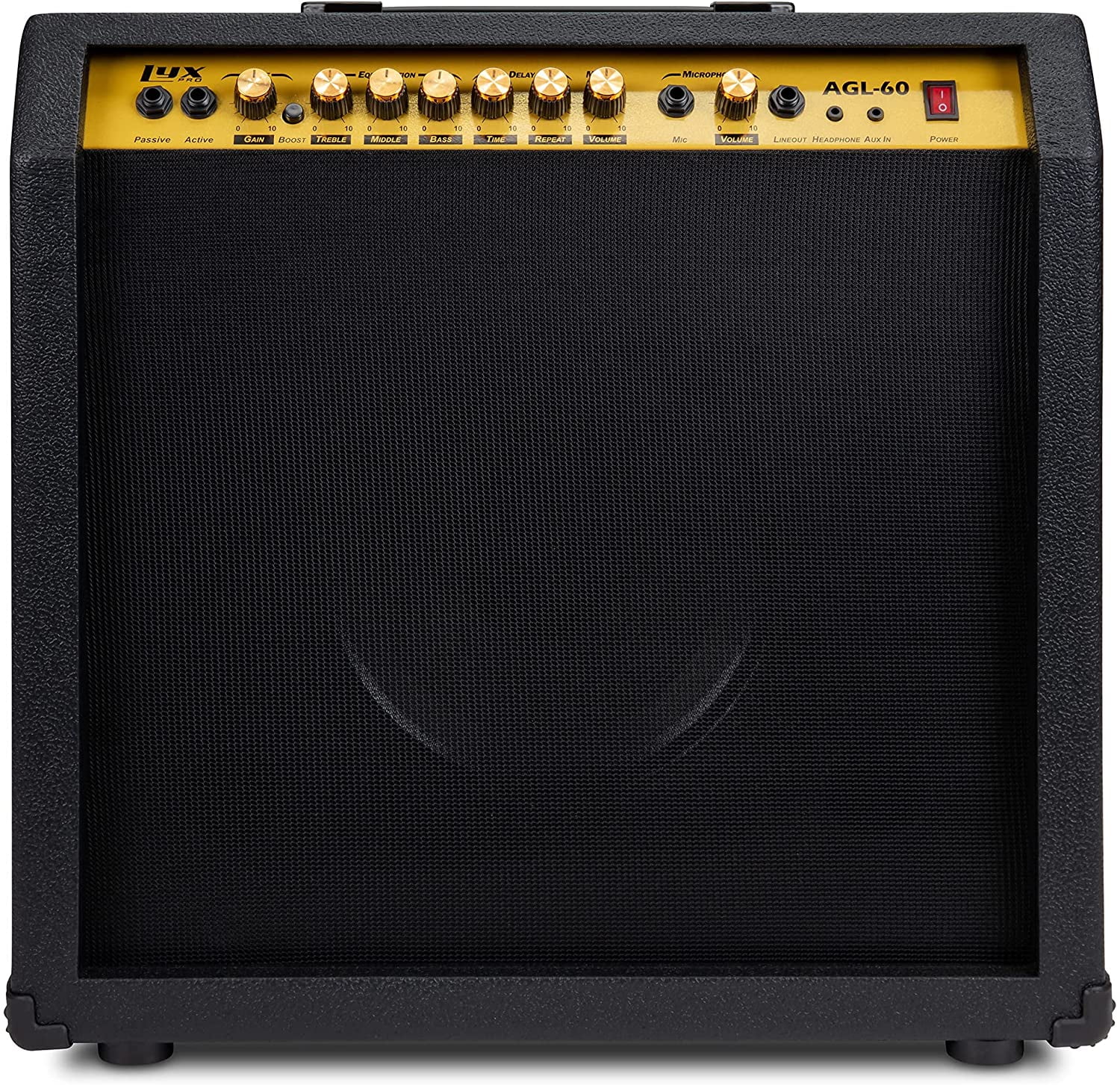 Black LyxPro Electric Guitar Amp 20 Watt Amplifier Built In Speaker Headphone Jack And Aux Input Includes Gain Bass Treble Volume And Grind 