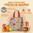 thumbnail image 5 of Pioneer Flower Floral Print Pattern Insulated Lunch Bag for Women & Adults,Large Portable Soft Cooler Lunch Bag,Thermal Food Storage Tote with Pearl Cotton,8.66L,8.75x5.75x9.5 Inch, 5 of 6