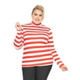 thumbnail image 2 of Stretch Is Comfort Women's Plus Size Warm Long Sleeve Turtleneck Top Red White Stripes 5X, 2 of 6