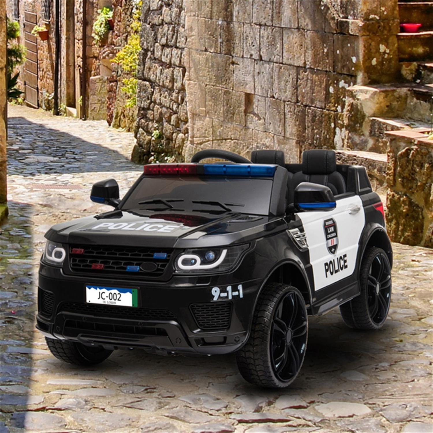 CIPACHO 12V Powered Ride Ons Electric Police Cars for Kids with 2.4G Remote Control, LED Flashing Light, Music & Horn, Black