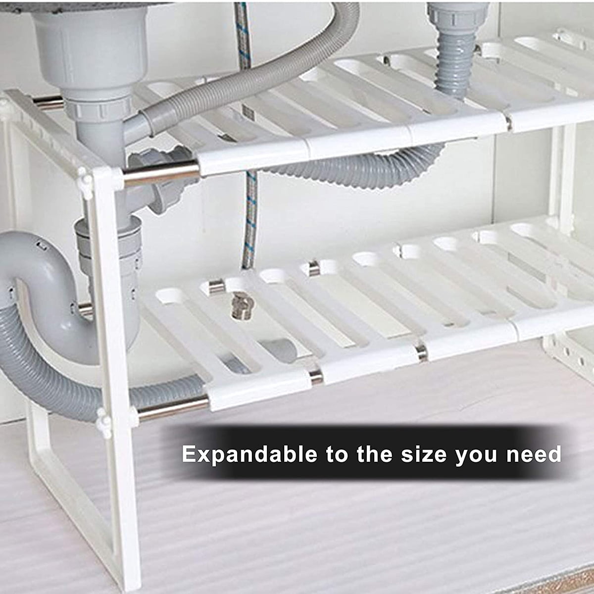 Dropship 2-Tier Under Sink Organizer Retractable Kitchenware Rack Holders  Space Saving Storage Shelf 22LBS Max Load to Sell Online at a Lower Price