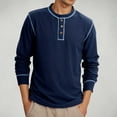 thumbnail image 2 of uikmnh Men T Shirts Men's Knit Solid Color Long Sleeve Casual Button Down Shirt Loose Fit Round Neck Comfortable Winter Wear Top for Daily Outings Cotton T Shirts Size:M, 2 of 8