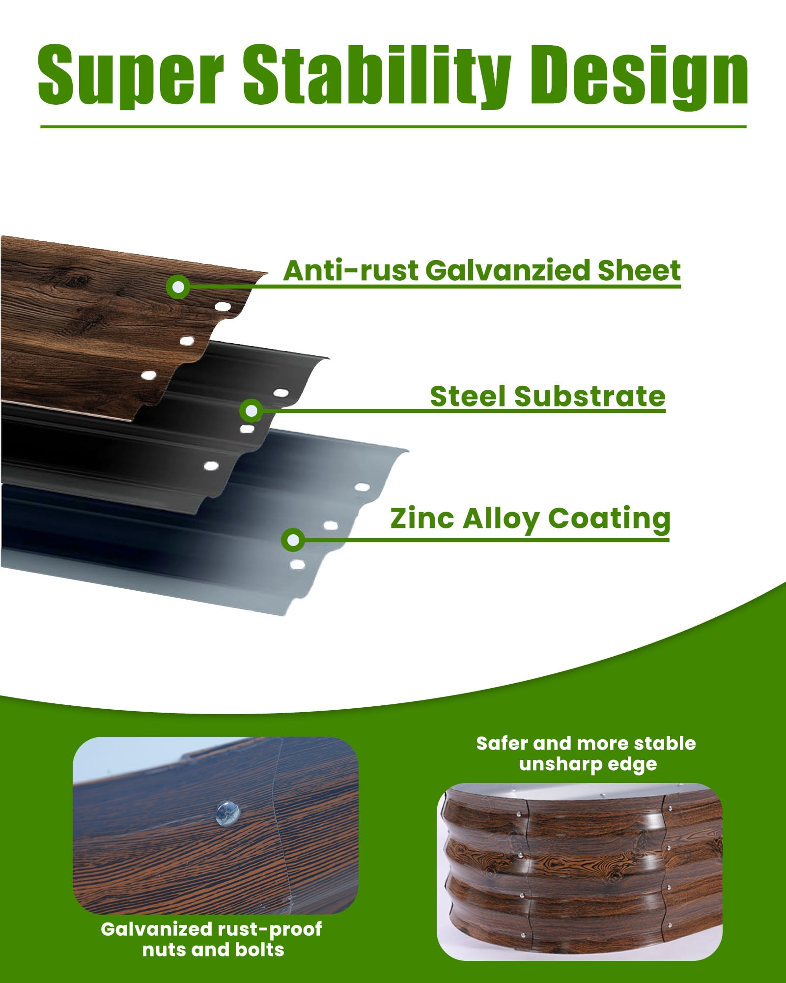 Bloyapix 6x3x1ft 2Pcs Galvanized Raised Garden Bed Outdoor, Oval Galvanized Planter Boxes, Metal Patio Planting Bed Kit for Vegetables Flowers, Brown