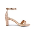 thumbnail image 3 of BLISSFUL STEP Women's Shoes Glitter Ankle Strap Block Heel Prom Sandals Rose Gold 7.5, 3 of 8