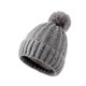 thumbnail image 1 of Gorro de punto de color liso, gorro a rayas cálido y a prueba de frío para otoño/invierno (gris) BRILLAR  Rojo Verde, 1 of 4