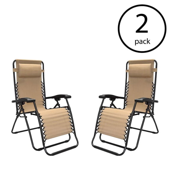 Caravan Canopy Infinity Zero Gravity Steel Frame Patio Chair, Beige (4 Pack)