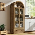 thumbnail image 6 of Blotout 75" Tall Arched Kitchen Pantry Storage Cabinet, Farmhouse Wood Pantry Arched Cabinet with Drawer, Glass Door and Adjustable Shelves for Dining Room Living Room, 6 of 8