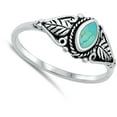 thumbnail image 4 of CHOOSE YOUR COLOR Bali Rope Leaf Simulated Turquoise Wholesale Ring .925 Sterling Silver Band Blue CZ Female Size 9, 4 of 4