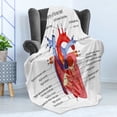 thumbnail image 4 of Educational Soft Flannel Fleece Throw Blanket, Structure of the Heart Human Body Anatomy Organ Veins Cardiology, Cozy Plush for Indoor and Outdoor Use, 70" x 90", Multicolor, by Ambesonne, 4 of 5
