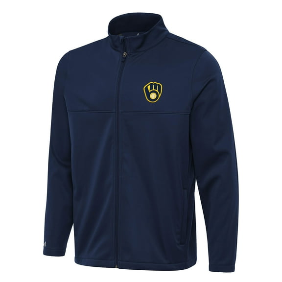 Men's Antigua Navy Milwaukee Brewers Links 2 Full-Zip Golf Jacket