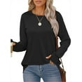 thumbnail image 3 of MOSHU Sweatshirts for Women Thumb Hole Long Sleeve Shirts Curved Hem Crewneck Sweatshirts Casual Fall Womens Tunic Tops, 3 of 10