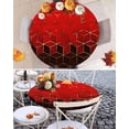 thumbnail image 3 of Round Tablecloth Abstract Watercolor Elastic Edge Fitted Geometric Cube Pattern Plastic Table Cover,Waterproof Oil Proof for Dinner,Outdoor, Picnic, 45"- 54" DIA Tables Red, 3 of 8