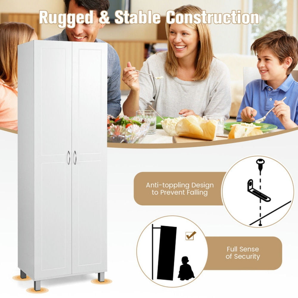 Finihen Kitchen Storage Cabinet, Buffet Sideboard, 73.5 Inch Freestanding Double Door Tall Versatile Storage Organizer, for Dining Room, Kitchen, Living Room, White Finihen Kitchen Storage Cabinet, Buffet Sideboard, 73.5 Inch Freestanding Double Door Tall Versatile Storage Organizer, for Dining Room, Kitchen, Living Room, White