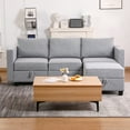 thumbnail image 4 of Modular L Shaped Sectional Sofa With Ottoman 3 Seater Couch Convertible Chaise In Light Grey For Small Living Rooms, 4 of 9