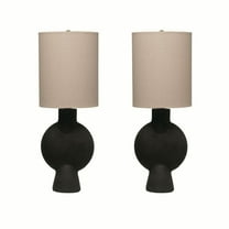 Bloomingville Terracotta Table Lamp with Linen Shade (Set of 2 Pieces)