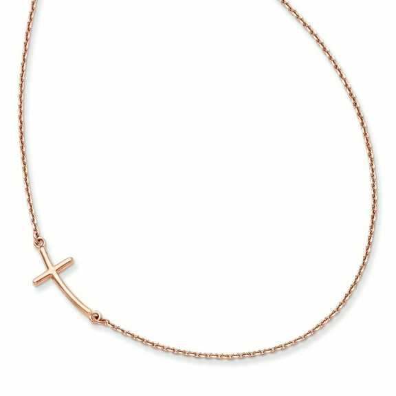 Primal Gold 14 Karat Rose Gold Small Sideways Curved Cross Necklace