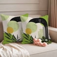 thumbnail image 2 of Boho Middle Century Outdoor Waterproof Pillow Covers, Abstract Green Geometric Leaves Decorative Square Throw Pillowcase Sofa Cushion Sham for Patio/Couch/Chair, 24"x24" 2 Pack, 2 of 8