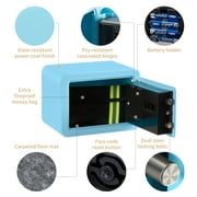 LOCKSWORTH 0.25 Cubic Feet Electronic Digital Safe Box, Steel Money Safe Box for Home with Fireproof Money Bag for Cash Safe Hidden, Blue