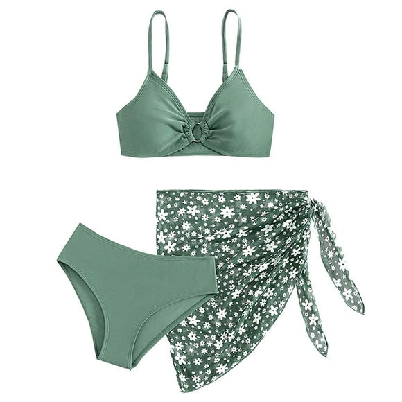 Girls Swim Suit 3 Piece Swimsuit with Beach Skirt Summer Girls Swimwear Toddler Bathing Suit for Teens 8-10 Years Girl Fashion