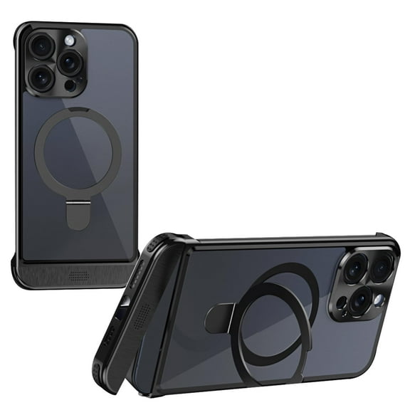 Magnetic Case for iPhone 16 Pro Max/16 Pro/16 Plus/16, Metal Lens Protection Case with Stand Wireless Charging Case Aromatherapy Shell