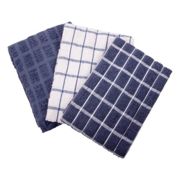 82424 Terry Cotton Kitchen Towel Blue pack of 3